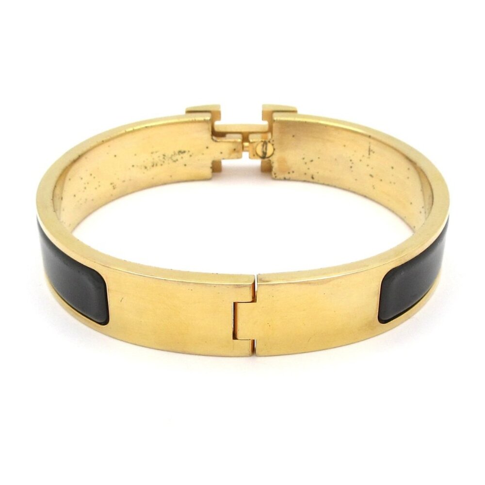 HERMES Clic H Gold Black Hardware Bangle - Picture 8 of 10